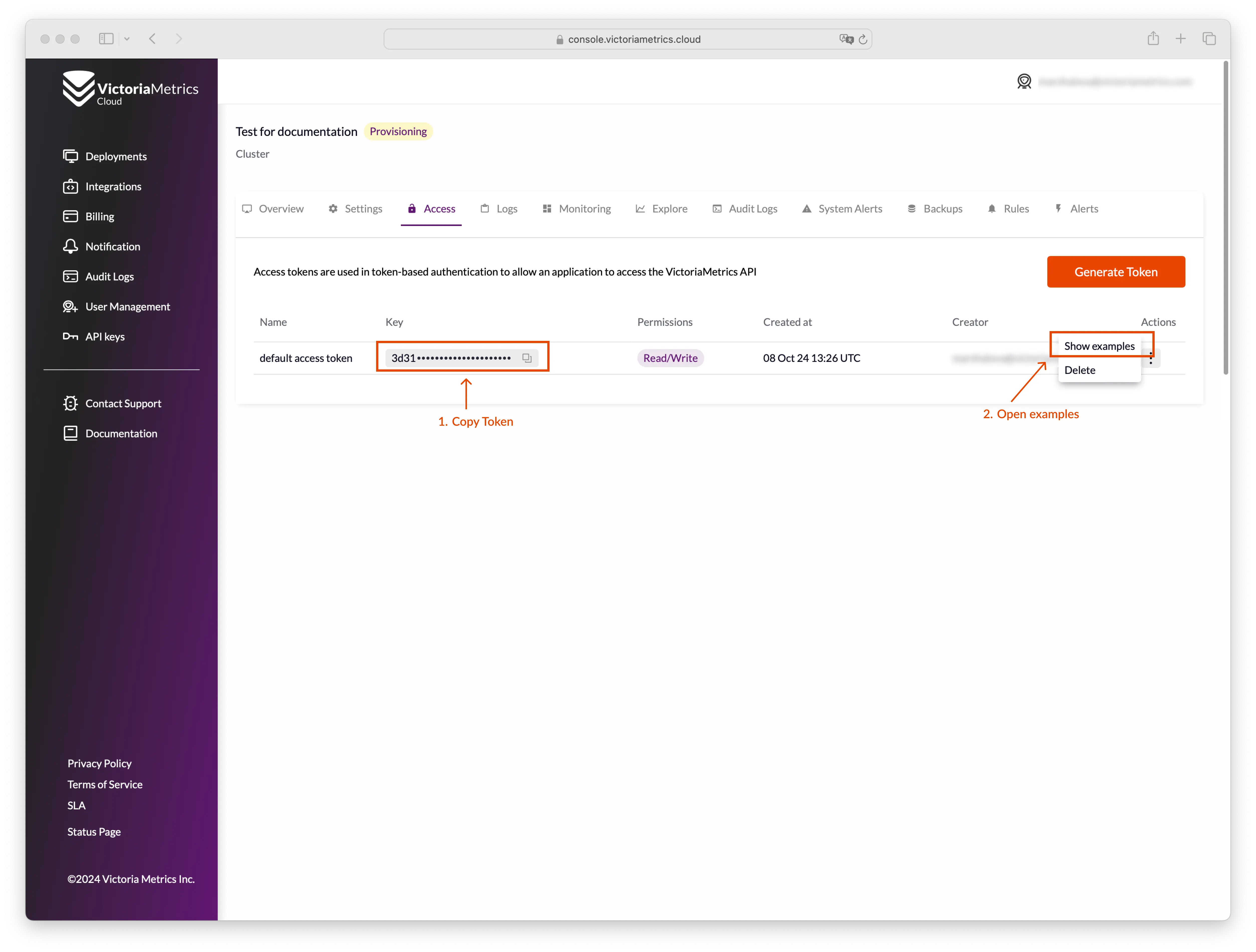 Token created cluster