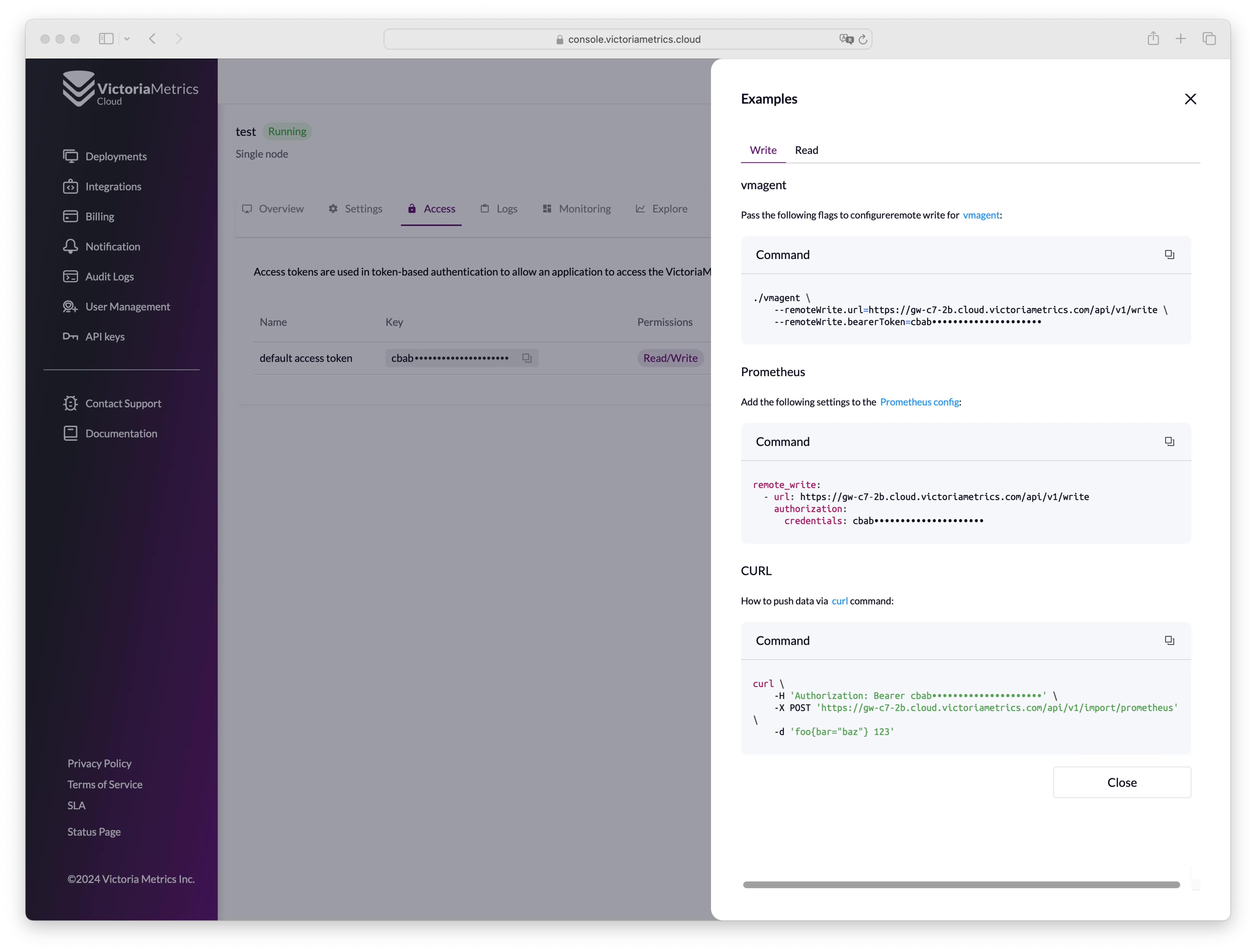 Deployment access write example