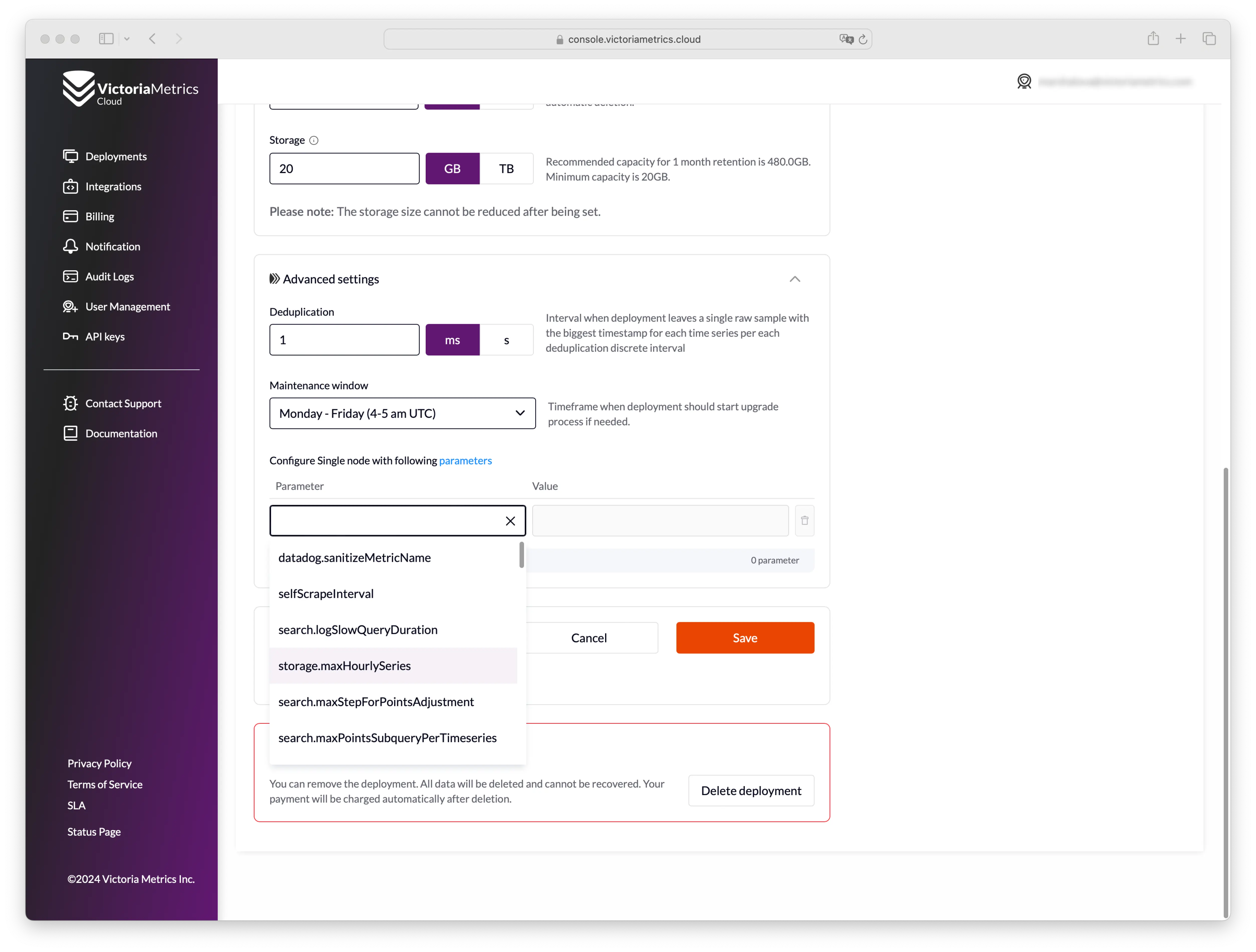 Modify deployment additional settings