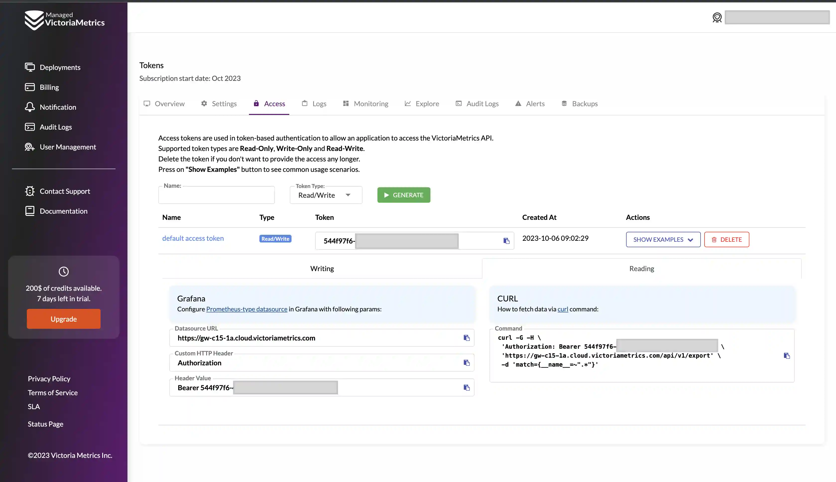 Deployment access read example