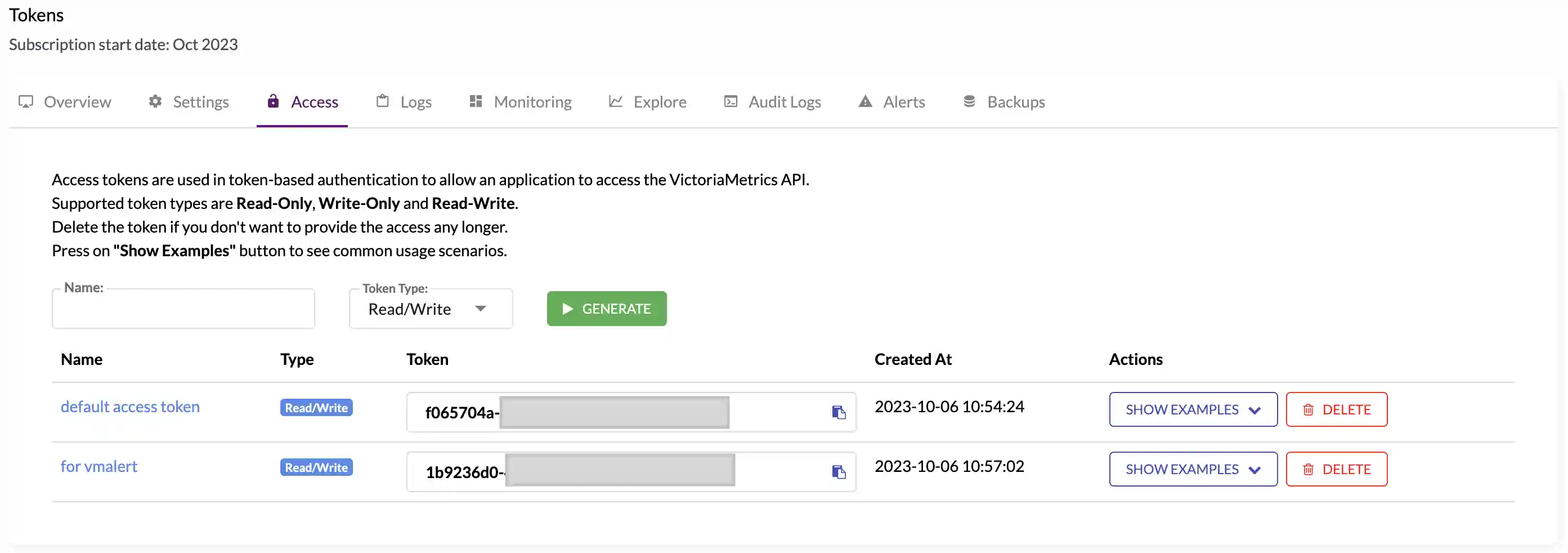 Token created cluster