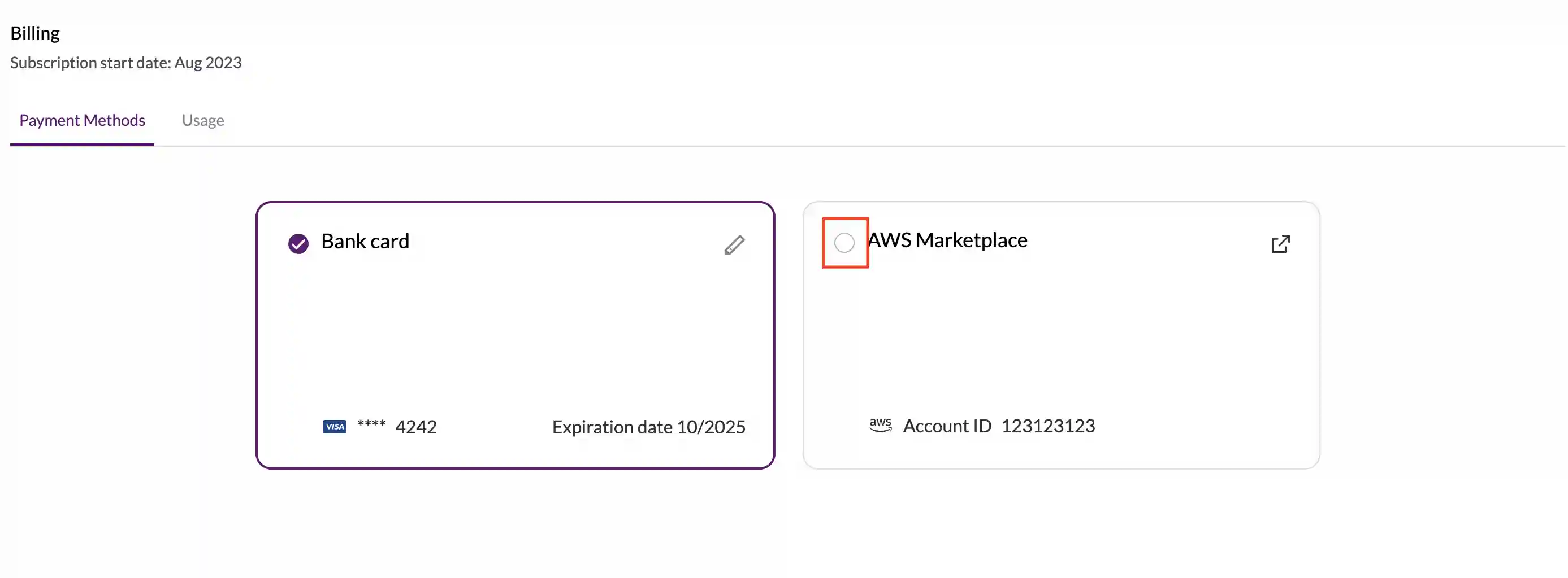 Change payment method